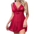 thumbnail image 1 of Levmjia Women Sleepwear Lace Nightgown Mesh Chemise V-Neck Fashion Solid Color Anniversary Romantic Nights Soft Comfortable Sleep Dress, 1 of 3