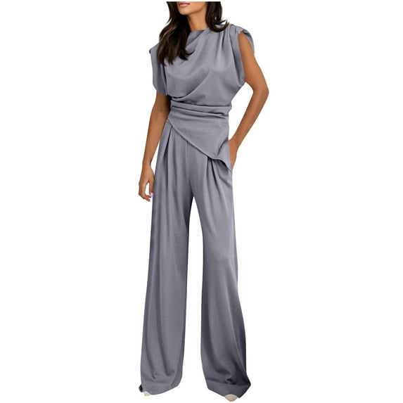 Levmjia Women Sleeveless Jumpsuit Summer Casual Solid Color Polyester Two Piece Outfit Comfortable Stretchy Wear for Daily Vacation Party Options