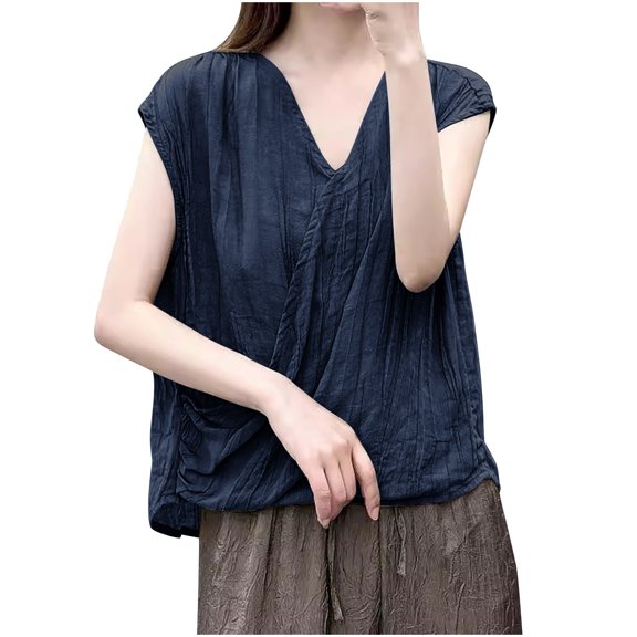 Levmjia Womens Tank Tops Summer Sleeveless Casual Cotton Blend V Neck Cami Shirts for Women Fashion Slim Fit Basic Tees Comfortable Breathable