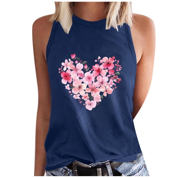 Levmjia Women Sleeveless Tank Tops Summer Casual Round Neck Printed Pullover Blouse Soft Comfortable Polyester Fashion Tee for Daily Wear