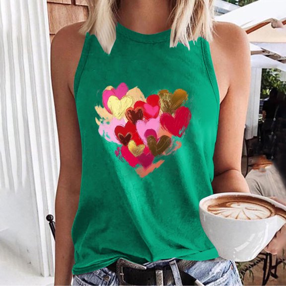 Levmjia Women Sleeveless Tops Summer Casual Round Neck Printed Pullover Tank Tops Soft Comfortable Polyester Blouse for Daily Wear Spring Outfits Fashion Tee