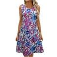 thumbnail image 1 of Levmjia Women Summer Dresses Casual Sleeveless Polyester Floral Print Loose Fit Round Neck Beach Vacation Outfit Multi Colors Limited Offer, 1 of 9