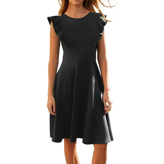 Levmjia Women Summer Dresses Sleeveless Round Neck Casual Elegant Pleated Artificial Cotton Comfortable Lightweight Beach Vacation Office Multi Color Option