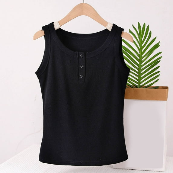 Levmjia Women Tank Top Oversized Camisole Sleeveless Round Neck Solid Color Summer Casual Comfortable Stretchy Soft Fabric Daily Wear Fashion Blouse