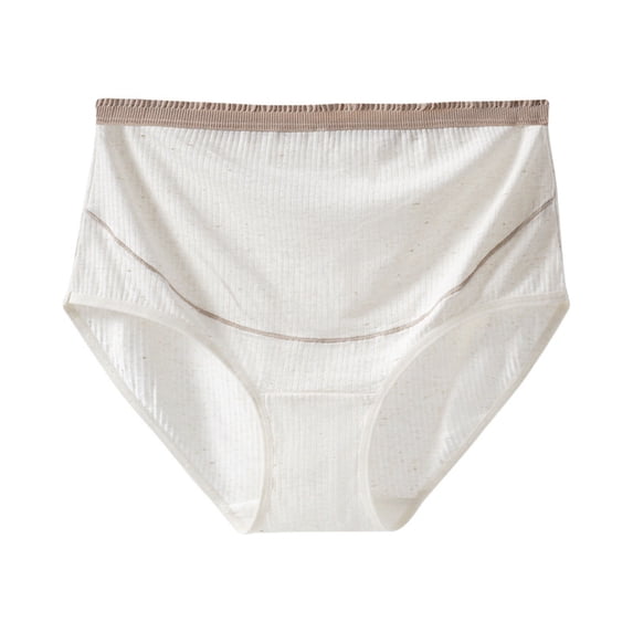 Levmjia Women Underpants 5 Pack Cotton Solid Color Briefs High Waist Plus Size Panties Breathable Comfortable No Show Invisible Seamless Everyday Wear