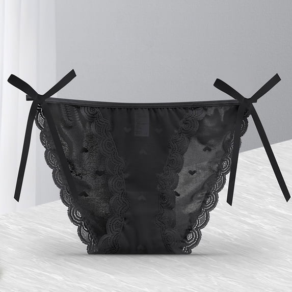 Levmjia Women Underwear Lace Sweet Bow Tie Seamless Panties Soft Breathable No Show Comfortable Everyday Wear Low Rise Bikini Briefs For Women