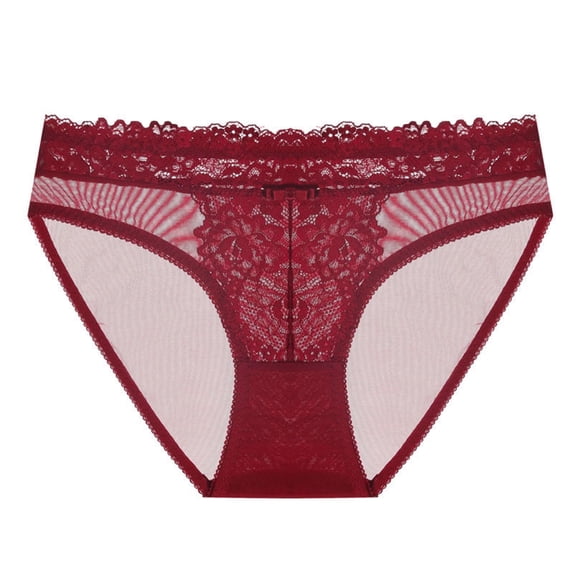 Levmjia Women Underwear Thin Seamless Mesh Lace Stretchy Triangle Panties Invisible Low Waist Solid Color No Show Panties Soft Underwear Breathable Comfortable Daily Wear