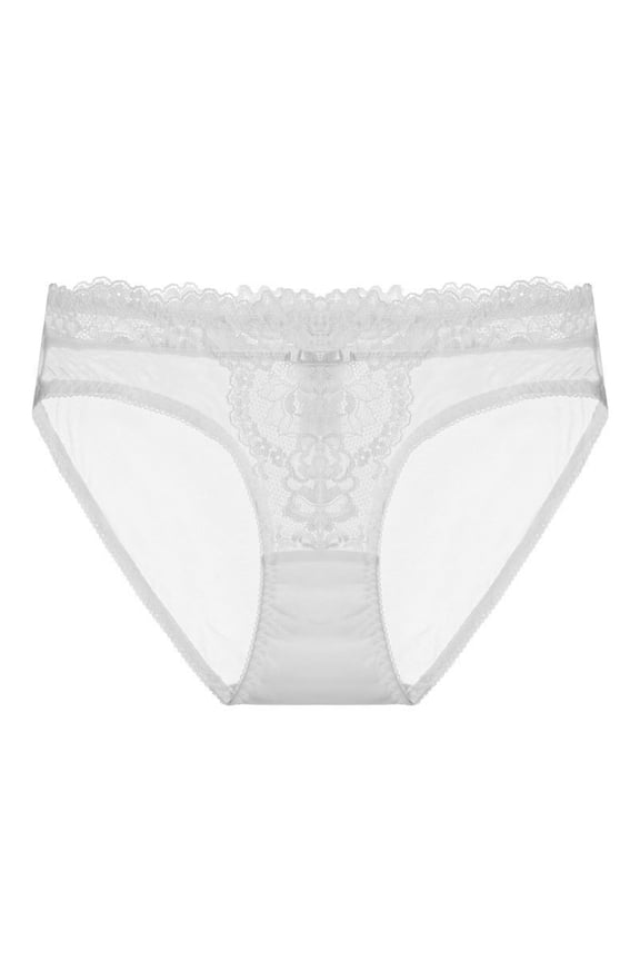 Women Underwear Thin Seamless Mesh Lace Stretchy Triangle Panties Invisible Low Waist Solid Color No Show Panties Soft Underwear Breathable Comfortable Daily Wear