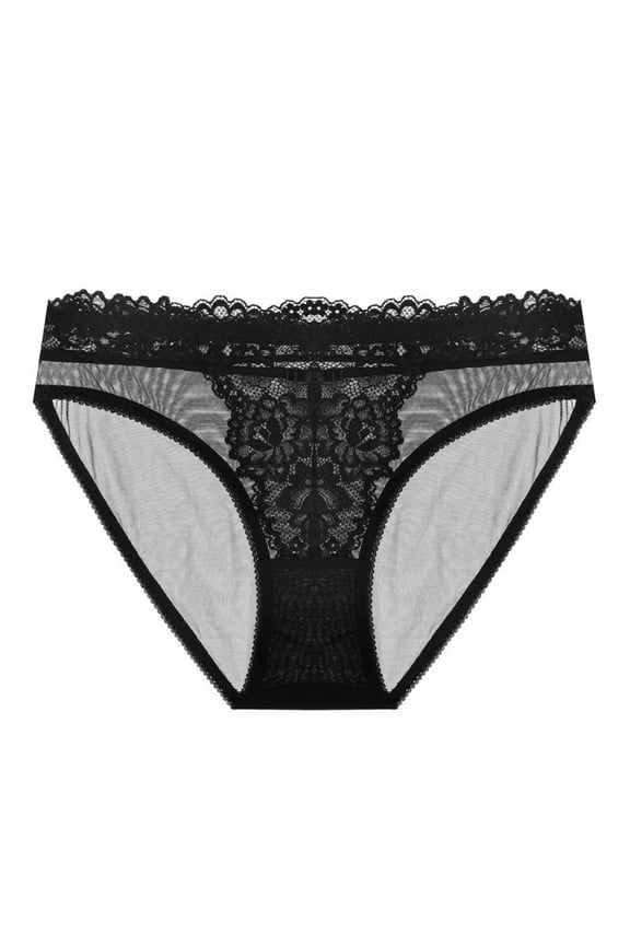Women Underwear Thin Seamless Mesh Lace Stretchy Triangle Panties Invisible Low Waist Solid Color No Show Panties Soft Underwear Breathable Comfortable Daily Wear