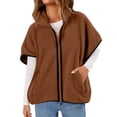 thumbnail image 1 of Levmjia Women Vest Jacket Warm Solid Color Fashion Zipper Pocket Short Sleeve Stand Collar Winter Wear Thermal Inner Layer For Outdoor Work Office Casual, 1 of 9