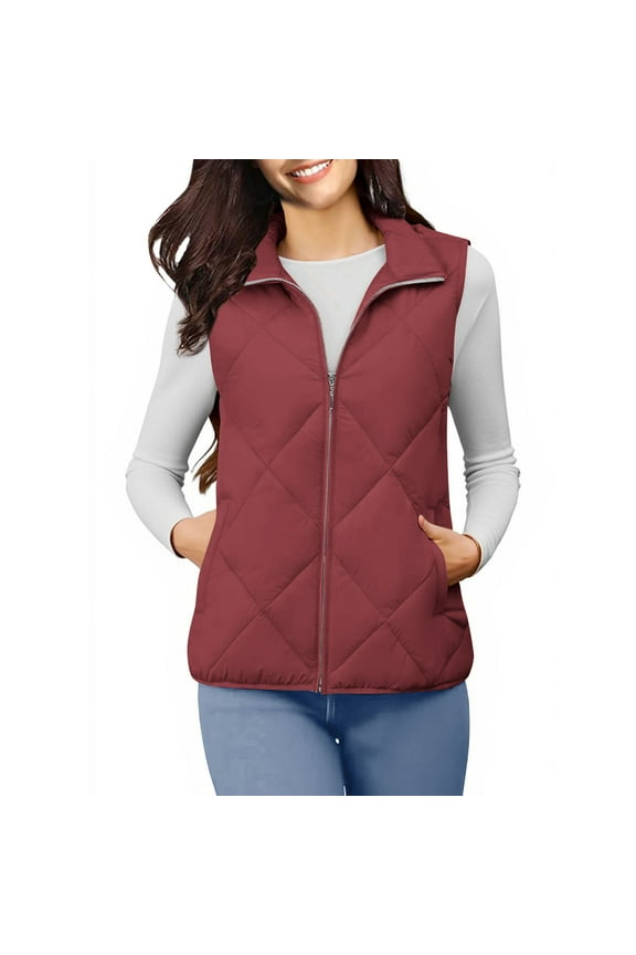 Women Vest Winter Warm Thermal Sleeveless Casual Inner Pocket Jacket With Pockets Cotton Padded Soft Lightweight Layering For Work Daily Wear Outfits Waistcoat