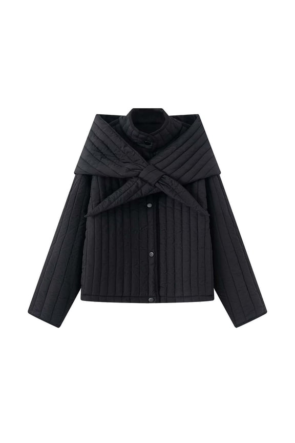 Women Winter Coat Long Sleeve Stand Collar Warm Thickened Cotton Padded Jacket Windproof Regular Fit Casual Outdoor Commuter Travel