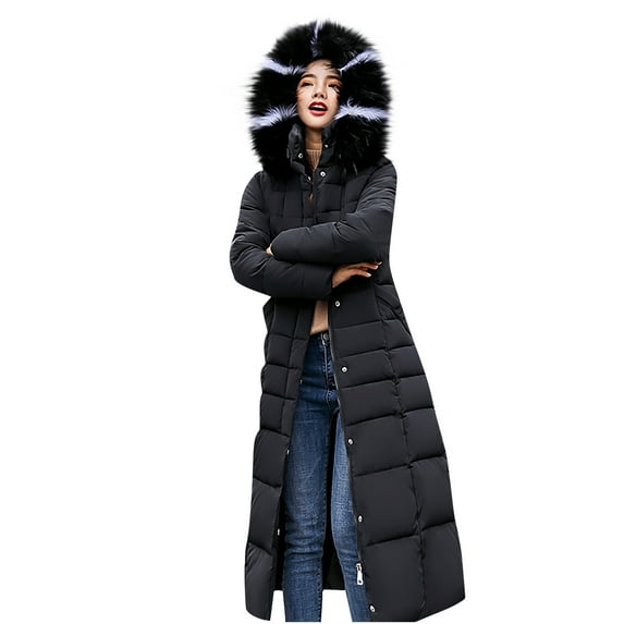 Levmjia Women Winter Coats Long Sleeve Cotton Padded Jacket Warm Thickened Hooded Casual Outwear for Cold Weather Outdoor Activities