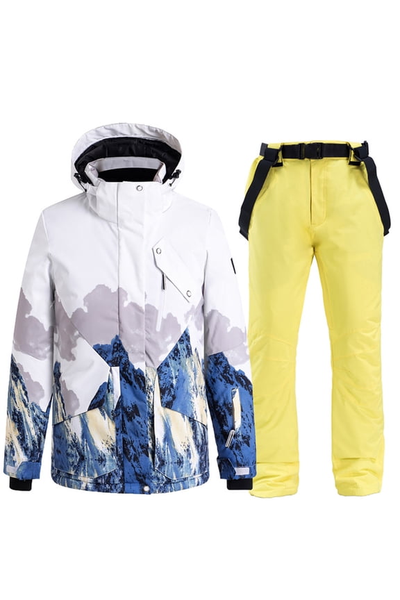 Women Winter Ski Suit Set Windproof Thickened Waterproof Hooded Jacket and Pants Snowboarding Casual Outdoor Sports Skiing Warm Insulated Snow Gear