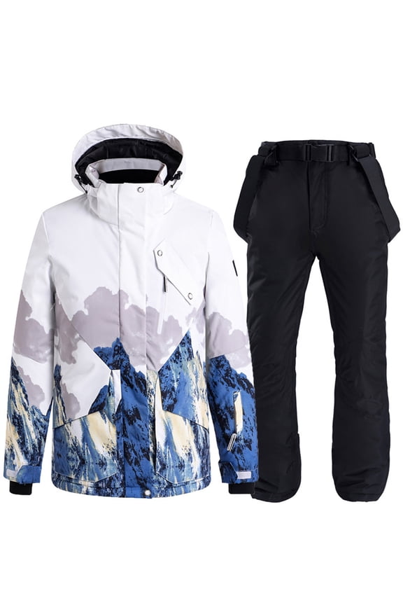 Women Winter Ski Suit Set Windproof Thickened Waterproof Hooded Jacket and Pants Snowboarding Casual Outdoor Sports Skiing Warm Insulated Snow Gear