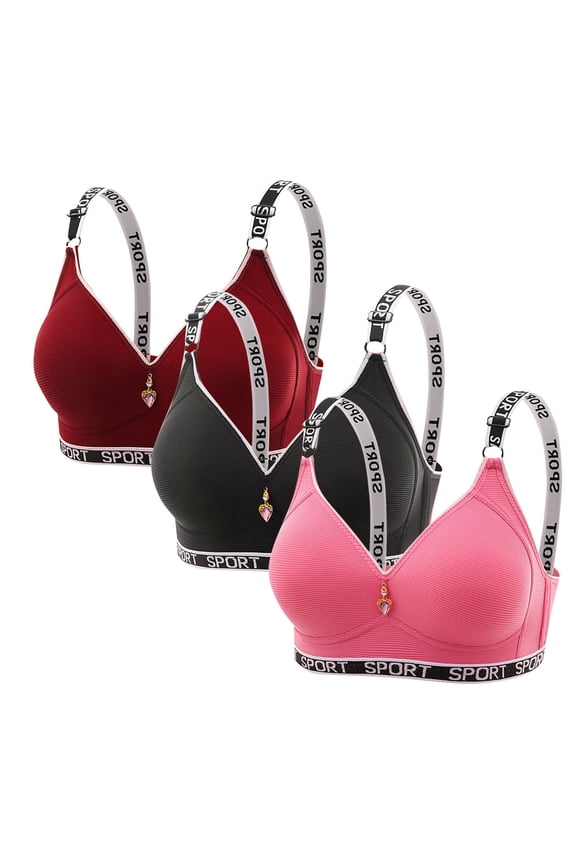 Women Wireless Comfort Bras 3 Pack Seamless Soft Cup Bra for Sleeping Lounge Yoga Lightweight Support Removable Pads