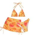 thumbnail image 1 of Levmjia Women's 3-Piece Split Set Bikini Set Hanging Neck Printed Drawstring Swimwear Adjustable Quick Dry Swimming Beach Vacation Party, 1 of 7