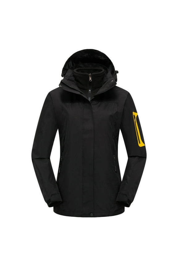 Women's 3-in-1 Detachable Hooded Jacket Twill Hiking Windbreaker Convertible Workwear Outdoor Coat Lightweight Water-Resistant Parka Multi-Functional Trail Jacket M-3XL