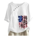 thumbnail image 1 of Levmjia Women's 4th of July T-Shirt Patriotic American Flag Rose Print Short Sleeve V Neck Casual Loose Plus Size Top for Independence Day Summer Holiday, 1 of 3