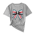 thumbnail image 1 of Levmjia Women's 4th of July T-Shirt Patriotic American Flag Bow Cherry Print Short Sleeve Crew Neck Casual Summer Top for Independence Day Holiday, 1 of 4