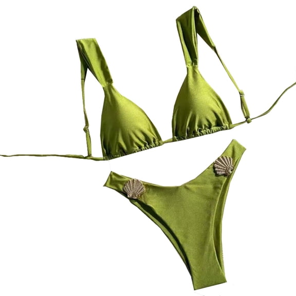 Levmjia Women's Bikini Set Fashion Elegant Solid Color Low Waist Slim Fit Tummy Control Adjustable Straps Push Up Beach Swimsuit Vacation Pool Party Swimming