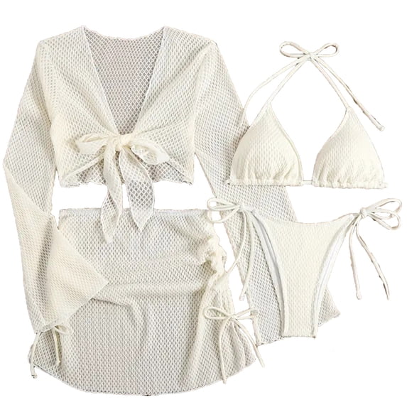 Levmjia Women's Bikini Set Lace Up Solid Color Tummy Control High Waisted Swimwear With Removable Padded Bra Beach Vacation Pool Party