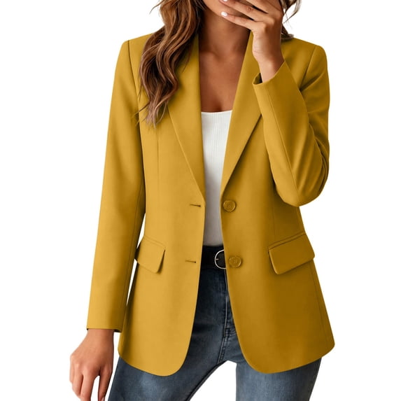 Levmjia Women's Blazer Jacket Solid Color Work Office Business Casual Suit Coat with Pockets Single Breasted Lapel Long Sleeve Elegant Ladies Outwear
