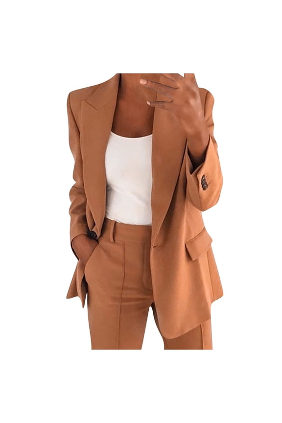 Women's Blazer Suit Jacket Business Coat Long Sleeve Buttons Solid Colour Office Fashion Lapel Slim Temperament Cardigans Outwear