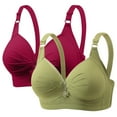thumbnail image 1 of Levmjia Women's Bra 2pc Solid Color Non Padded Wirefree Underwear Comfortable Support Breathable Seamless Underwire Free Everyday Daily Wear, 1 of 6