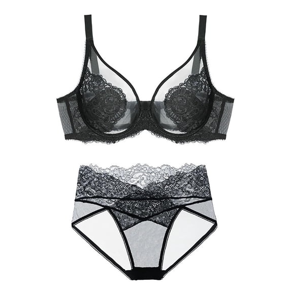 Levmjia Women's Bra Underwear Set Full Coverage Seamless Underwire Lace T-Shirt Bra Set Comfortable Everyday Wear Smoothing Bust Support Daily Wear