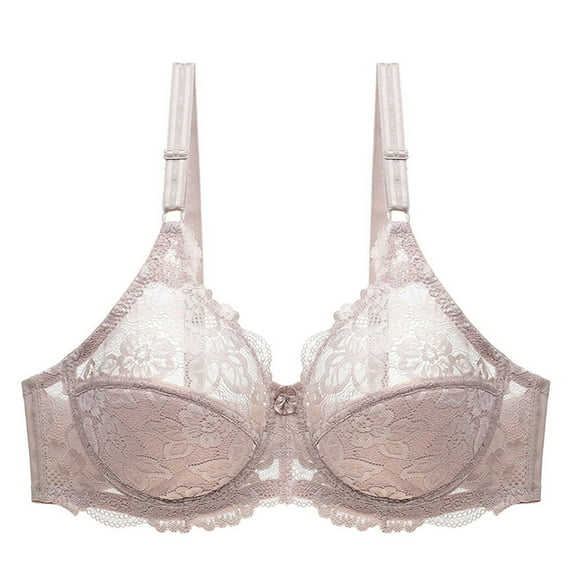Levmjia Women's Bras Plus Size Women's Lace With Steel Ring Solid Color Sexy Double Breasted Push Up Bra