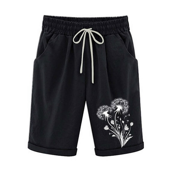 Levmjia Women's Casual Shorts High Waist Polyester Elastic Waist Comfortable Printed Pants with Pockets for Beach Vacation and Daily Wear Multi Color Options