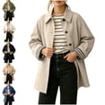 thumbnail image 1 of Levmjia Women's Casual Trench Coat Lapel Collar Long Sleeve Button Down Plaid Lined Jacket Fall Fashion Outerwear with Pockets, 1 of 7
