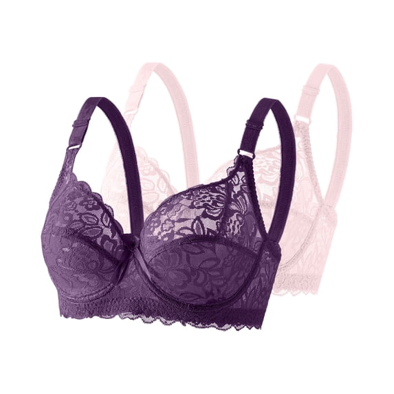 Levmjia Women's Comfort Bras Full Coverage Wireless Non Padded Seamless Soft Cup Sleep Solid Color Lace Thickening Sagging Yoga