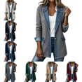 thumbnail image 1 of Levmjia women's denim jacket cardigan, lapel, long sleeved pocket, casual, 1 of 9