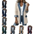 thumbnail image 1 of Levmjia women's denim jacket cardigan, lapel, long sleeved pocket, casual, 1 of 9