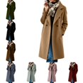 thumbnail image 1 of Levmjia Women's Double Breasted Pea Coat Notch Lapel Long Trench Coat Lined Button Pockets Knee Length Casual Winter Outerwear, 1 of 9