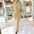 thumbnail image 1 of Levmjia Women’s Dress Long Sleeves Women Casual Solid Knitting Slimming Hip Wrap Long Sleeve Round-neck Sweaters Dress, 1 of 1