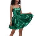 thumbnail image 1 of Levmjia Women's Dress Shiny Gold Foil Party Round Neck Dress Solid Color Sleeveless A-Line Birthday Performance Party Casual Outfit, 1 of 6