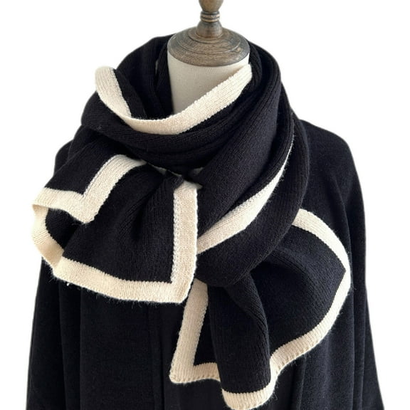 Levmjia Women's Elegant Scarf Winter Warm Lightweight Frame Knitted Wool Versatile And Warm Square Color Block Shawl Wrap Fashionable Stylish Accessory Outfit