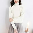 thumbnail image 1 of Levmjia Women's Sweaters Long Sleeve Pure Color Knitted Top Fashion Casual Shoulder Turtleneck Knitwear Blouse, 1 of 4