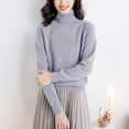 thumbnail image 1 of Levmjia Women's Sweaters Long Sleeve Pure Color Knitted Top Fashion Casual Shoulder Turtleneck Knitwear Blouse, 1 of 4