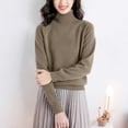 thumbnail image 1 of Levmjia Women's Sweaters Long Sleeve Pure Color Knitted Top Fashion Casual Shoulder Turtleneck Knitwear Blouse, 1 of 4