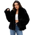 thumbnail image 1 of Levmjia Women's Faux Fur Coat Lapel Collar Long Sleeve Winter Warm Outerwear Fluffy Plush Jacket Open Front Solid Color, 1 of 5