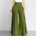 thumbnail image 1 of Levmjia Women's Flare Pants Plus Size Trendy Summer Casual Solid Elegant High Waist Wide Leg Trousers Zipper Pants Green, 1 of 9