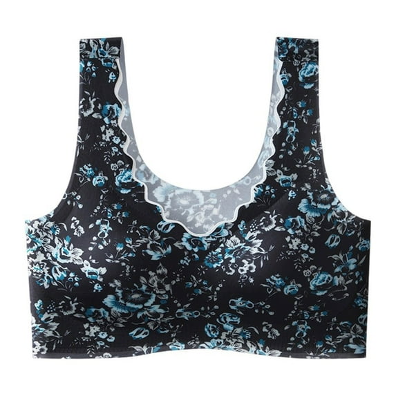 Levmjia Women's Bra Seamless Floral Printed Plus Size Breathable Comfort Everyday Wear Non Padded Wirefree Support Ladies