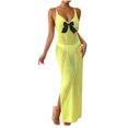 thumbnail image 1 of Levmjia Women's Halter Neck Cover Up Dress Bow Tie Front Slit Beach Dress Sexy Hollow Out Swimwear Coverup for Summer Vacation, 1 of 5