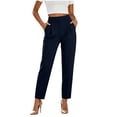 thumbnail image 1 of Levmjia Women's High Waisted Dress Pants Work Office Pants Casual Straight Leg Ankle Trousers with Pockets Solid Color Elegant Formal Chic, 1 of 8