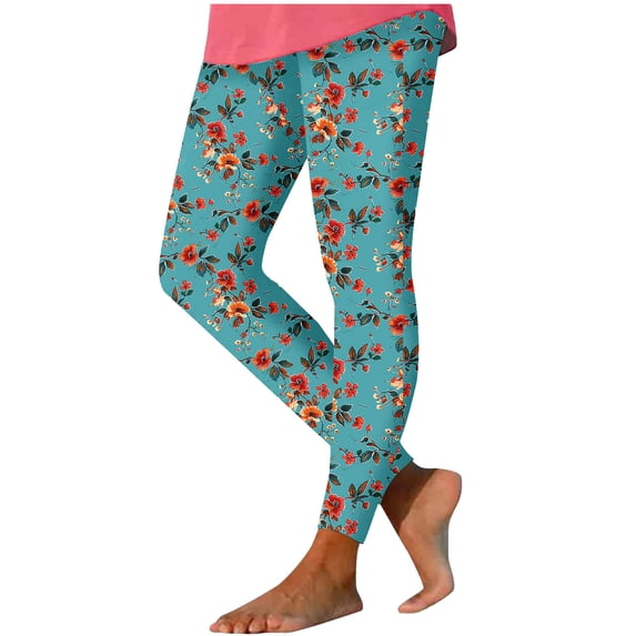 Levmjia Women's High Waisted Printed Leggings Side Buttons Stretchy Workout Yoga Pants Casual Graphic Soft Athletic Tights