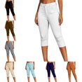 thumbnail image 1 of Levmjia Women's High Waisted Stretch Denim Capri Leggings, Butt Lifting Skinny Pencil Pants, Casual Elastic Waist Tummy Control Cropped Jeans for Women, 1 of 6